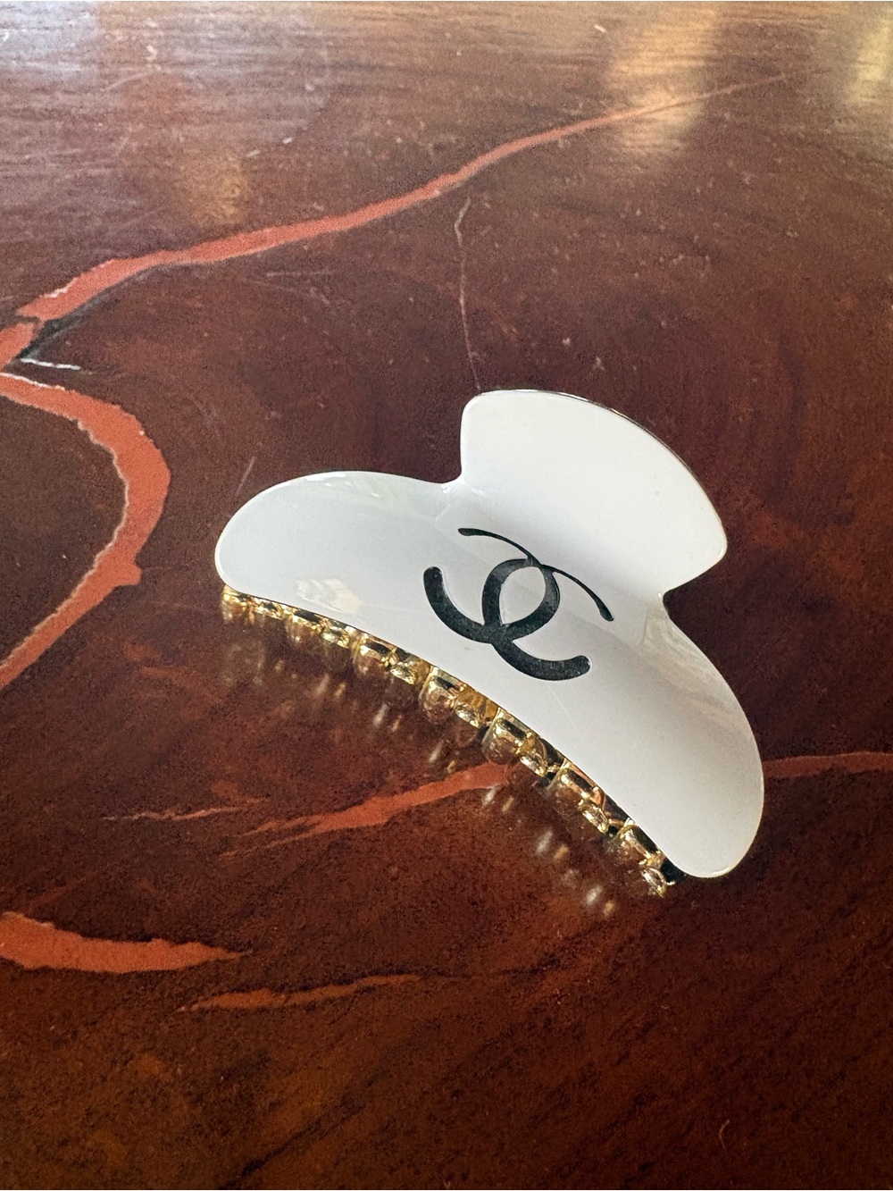 White Logo Hair Claw Clip - Designer Style